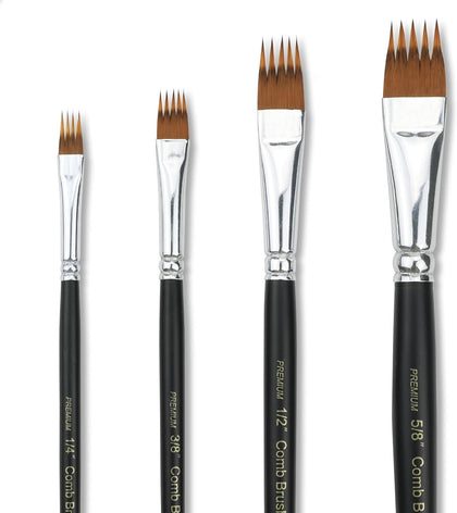 Paint Brush Comb Set - 4PCS Professional Grainer Brushes for Acrylic Painting, Oil & Watercolor - Texture Brushes for