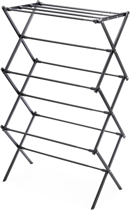 Foldable Clothes Drying Rack, Collapsible Laundry Drying Rack with X-Shaped Stable Frame, Rust-Resistant Metal Air
