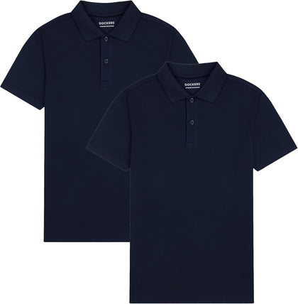 Boys' School Uniform Short Sleeve Performance Polo, 2-Pack