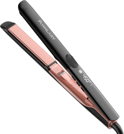 Hair Straightener 1 Inch Flat Iron and Curler 2 in 1 Titanium Ceramic Ionic Dual Voltage Straightener with