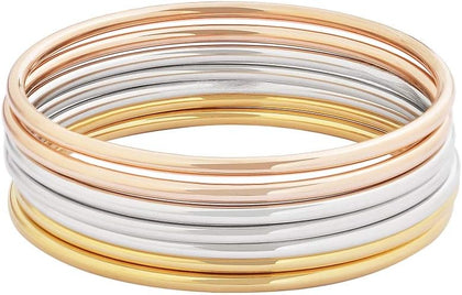 Glossy Thin Round Bangle Bracelet Set for Women, Set of 7