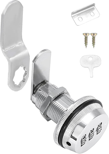Number Combination Lock for File Cabinet, Cam Lock for Mailbox | 1-1/8 Inch Metal Combo Drawer Lock, Keyless Cabinet