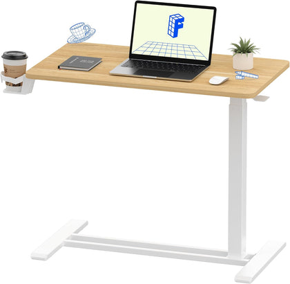 H7 32" Pneumatic Height-Adjustable Overbed Table with Wheels