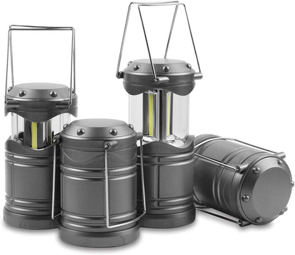 LED Camping Lantern, 4 Pack Battery Powered Flashlight for Power Outages, Portable Collapsible Hanging Light