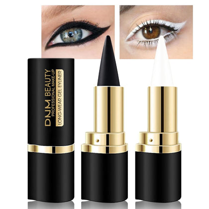 2Pcs Black White Gel Eyeliner Pencils Eye Black Face Paint Stick Lipstick Halloween Makeup Set Waterproof Smudge