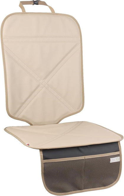 Car Seat Protector Leather Waterproof Child Safety Seat Protector Cover with Thick Pad and 2 Large Pockets Durable