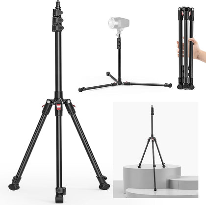 Photography Light Stand, 17.7–76.8" Adjustable Aluminum Tripod Light Stands with 1/4" Thread, Max Load 6.6lb