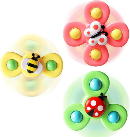 3PCS Suction Cup Spinner Toys for 1 Year Old Boy Girl|Spinning Top 12 18 Months|1 2 Year Old Boy Birthday Gift|Baby