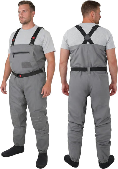 Breathable Stockingfoot Waders for Men, Waterproof Fly Fishing Waders | Lightweight Chest Waders, Stocking Foot