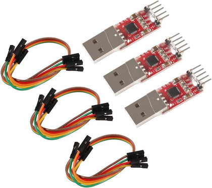 Aitrip 3 Sets CP2102 Module USB to TTL 5PIN Serial Converter Adapter Module Downloader with Jumper Wires for UART STC 3.3V and 5V(3PCS USB to TTL Adapter)