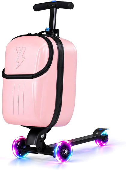 Foldable Ride On Scooter Suitcase with Front Opening, Lightweight Carry On Scooter Luggage for Adults, Teens &
