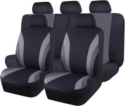 Line Rider Sporty Cloth 11PCS Universal Fit Car Seat Cover -100% Breathable with 5mm Composite Sponge Inside,Airbag