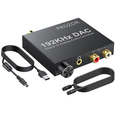 192KHz Digital to Analog Audio Converter Optical to RCA Adapter Upgrade Volume Adjustable DAC with Optical Cable