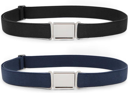 2 Pack Kids Adjustable Magnetic Belt Boys Girls Elastic Belt with Easy Magnetic Buckle
