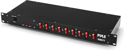 Pyle 15 Amp Power Strip, 9 Outlet Power Strip with 6ft Cord for Power Supply, 1800J Surge Protection, Noise Filter, LED Indicators, Flat Plug, 1U Steel Chassis, Rack Mount Design