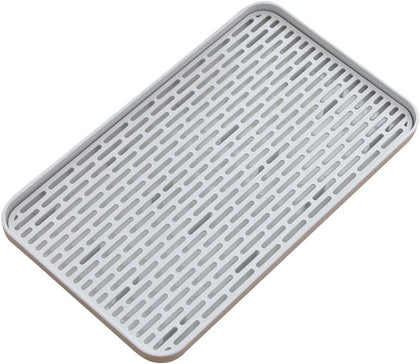 Plastics Drain Tray, Cup & Dish Drying Rack, Drain Board 2 Tier Non Slip Serving Tray with Drainboard Perfect for