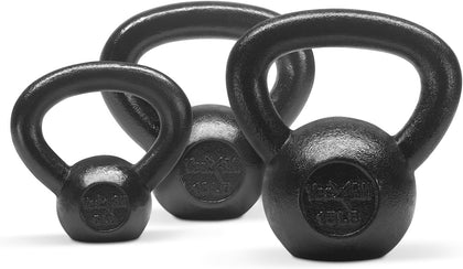 Kettlebell Sets, 5 - 10 - 15 - 20 - 25 - 30 LB Cast Iron Strength Training Kettlebells, Wide Handles & Flat Bottom