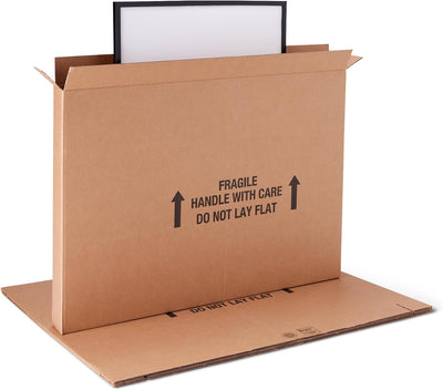 Flat-Panel TV Moving Box for 50-inch TV, Picture and Mirror, Heavy Duty Sturdy Shipping Container, 48 x 4 x 33