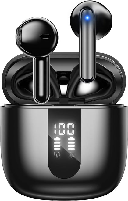 Bluetooth Earbuds Wireless Headphones, 60H Deep Bass Ear Buds with 4 Noise Cancelling Microphone, IP5 Waterproof