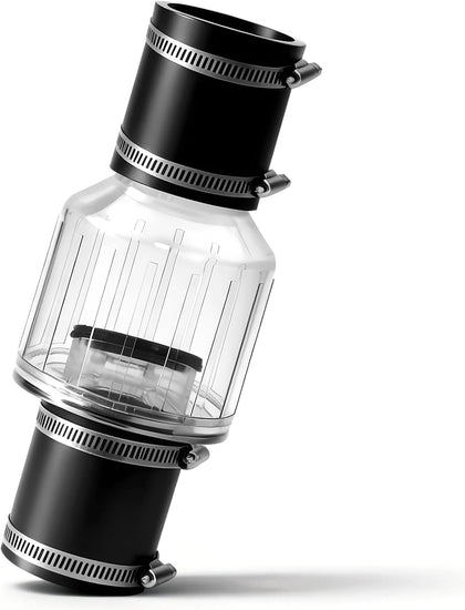 2 Inch Sump Pump Check Valve - Water Pump Accessories, Fits 2" Schedule 40 Pipe, Includes Steel Clamps for 7-1/4"