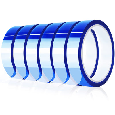 6 Rolls 20mm x33m(108ft) Blue Heat Tape High Temperature Heat Resistant Tape Heat Transfer Tape for Heat Sublimation