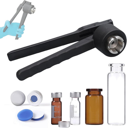 Manual Vial Crimper, 13mm Adjustable Flip Vial Crimper, Stainless Steel Bottle Capper, Handheld Vial Crimper with