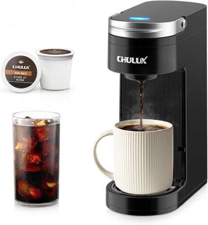 Slim Single Serve Coffee Maker for K Cup, Fast Brewing, Matte Black | Rapid-Heating Boiler Tech, 4-Hole Needle for