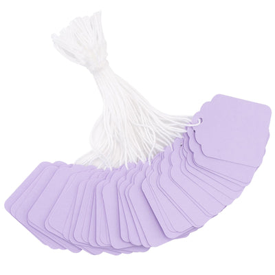 200Pcs Price Tags with String, 1.4x1.8 in Purple Kraft Gift Tags