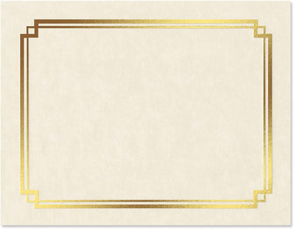 Gold Foil on Cream Certificate Paper - Pack of 25, 8-1/2" x 11" Parchment, Laser & Inkjet Printer Compatible