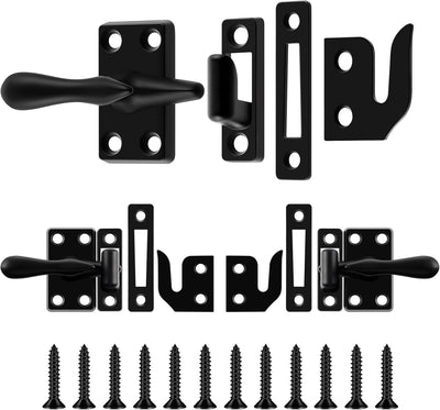 2 Pack Matte Black Casement Window Lock 1-7/8 Inch Zinc Alloy Window Sash Lock Latch Replacement for Home Casement