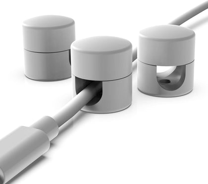 Cable Anchors for Desk Organization White | Premium Aluminum Cord Organizers | Charger + Cable Management Clips for
