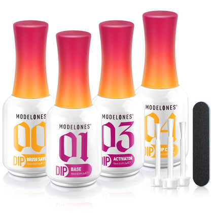 Dip Powder Liquid Set, Base Top Activator Brush Saver, 8 Pc