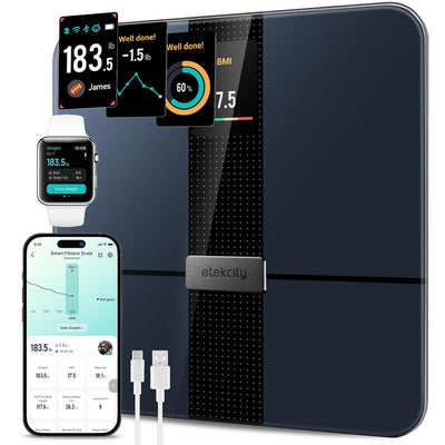 Smart Scale for Body Weight and Fat, BMI, FSA Eligible, Black