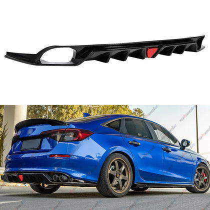 Rear Diffuser with LED Red Brake Lights Compatible with 2022-2026 Honda Civic, MC Style FE180 JDM Rear Bumper Kit Fit