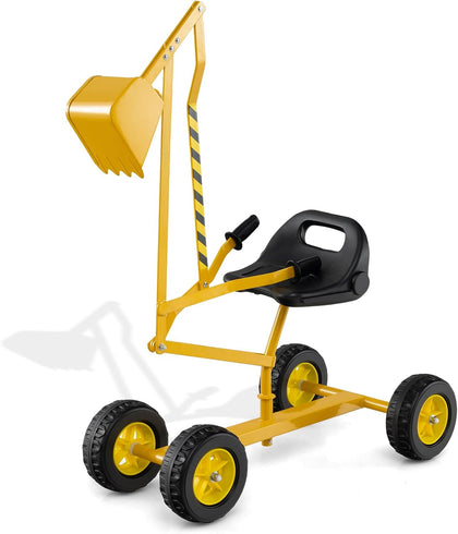 Sand Digger Excavator for Kids, Toddler Outdoor Sandbox Digger Crane w/Wheels & Flexible Shovel, 360° Rotatable Seat