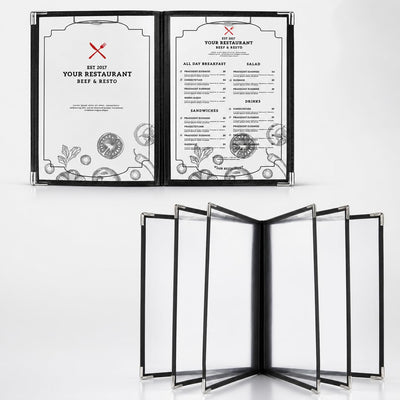 2 Pack Menu Covers, 8.5" x 11" Transparent Menu Covers, 6 Page 12 View Restaurant Menu Covers Menu Books Holder Fits
