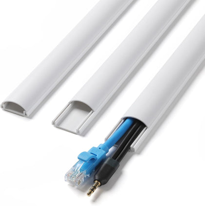 42.5in Cord Covers for 1-2 Wires on Wall, 1" W x 0.4" H, White | Curved Design, Low-Profile Cord Hider, Self-Adhesive
