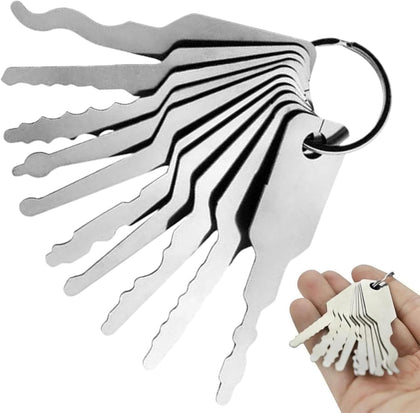 Universal Lock Pick Set, 50-Piece Key Blank Collection for Car, Door, and Safe, Ergonomic Polished Steel Keys with