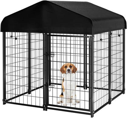 Welded Wire Dog Kennel Outdoor with Roof, 4'x4.2'x4.5'