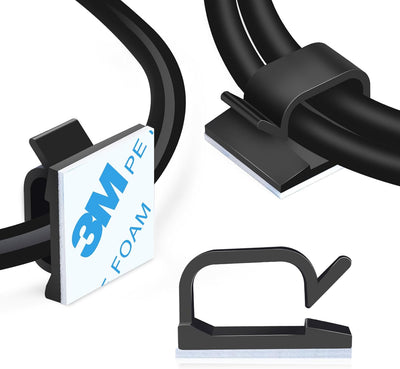5/8” Adhesive Cable Wire Clips Black 60PCS, Cable Staples Outdoor Cable Management Wire Organizer Cord Holder for
