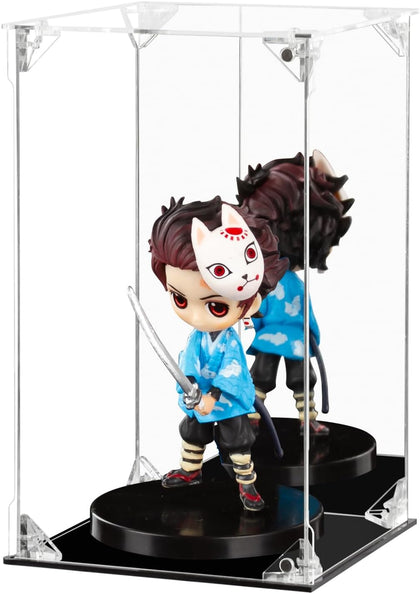 Acrylic Display Case Clear Action Figure Display Case with Mirrored Back, Dustproof Protection Display Box