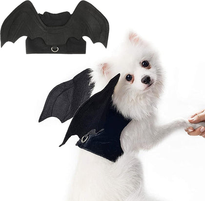 Dog Bat Wings Costume, Halloween Pet Costume for Dogs & Cats D-Ring M | D-Ring for Leash, Lightweight Felt Comfort