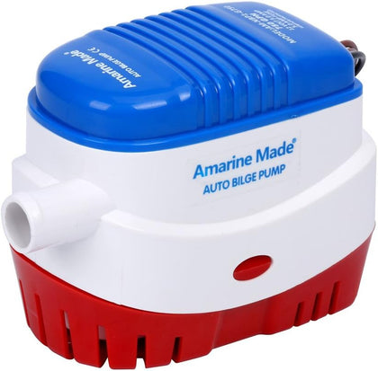 Amarine Made Automatic Submersible Bilge Pump - Small Electric Boat Pump 12v 750gph Auto With Float Switch, 3/4 Inch Outlet Diameter