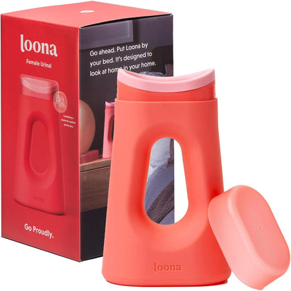 Loona Premium Female Urinal - Quiet, No Splash Design for Women - Ideal for Bedside, Travel, and Outdoor Use - Coral