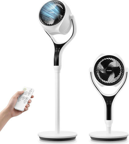Quiet Air Circulator Fan for Bedroom,120° + 90° 3D Oscillating Pedestal Fan with Remote, 25dB Sleep Mode, 12 Speeds