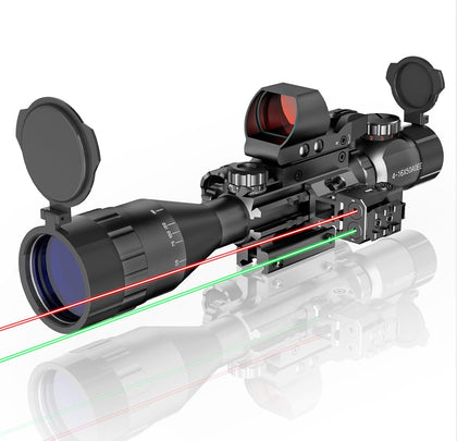 4-16x50 AO Tactical Rifle Scope Hunting Red/Green Dual Illuminated with Red/Green Laser 4 Holographic Reticle Reflex