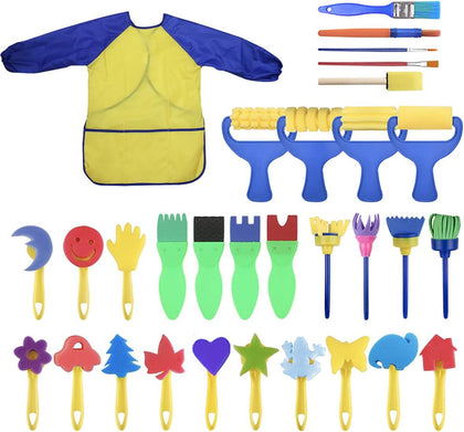 Washable Paint Brushes Set for Toddler Kids Early Learning Toys Finger Paints sponges Art Supplies Gifts
