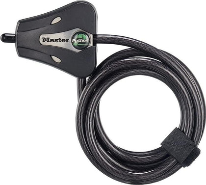 Black Python Bike Lock with Key, Adjustable Metal Cable Lock has a Weather Resistant Vinyl Coating for Outdoor