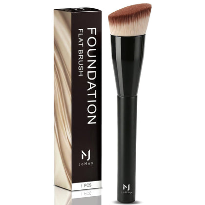 JoMay Flat Top Kabuki Foundation Brush for Liquid Makeup, 15° Angled Dense Vegan Bristles, Smooth Full-Coverage