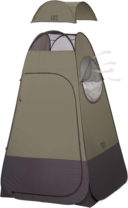Pop Up Shower Tent with Mesh Window, Portable Toilet Privacy Tent, 6.9 FT, Removable Rain Cover/UPF 50+